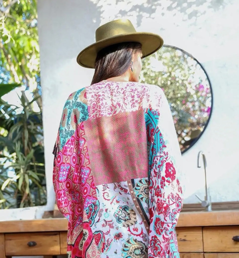 Boho Floral Patchwork Kimono-SALE