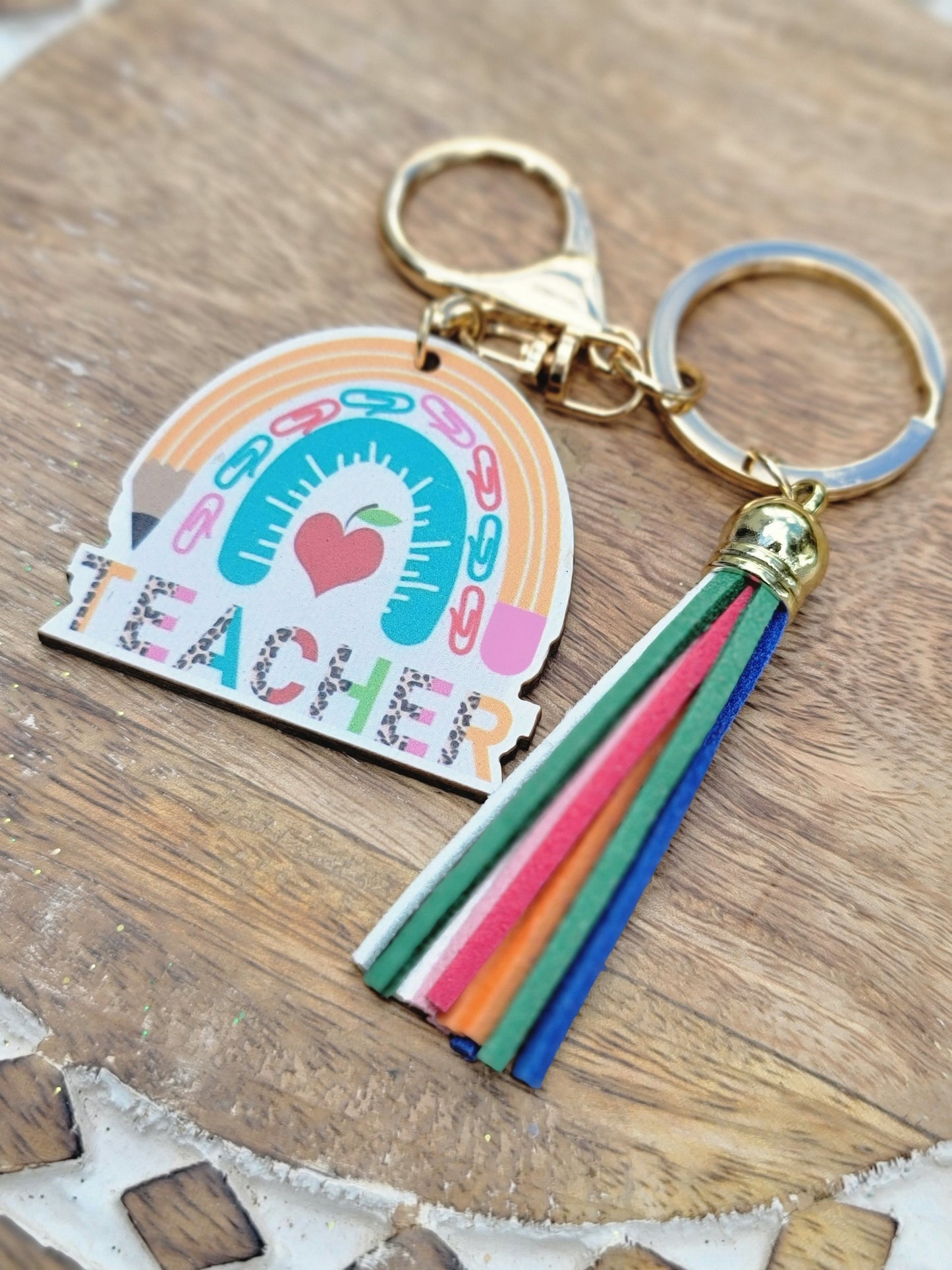 Teacher Rainbow Keychain