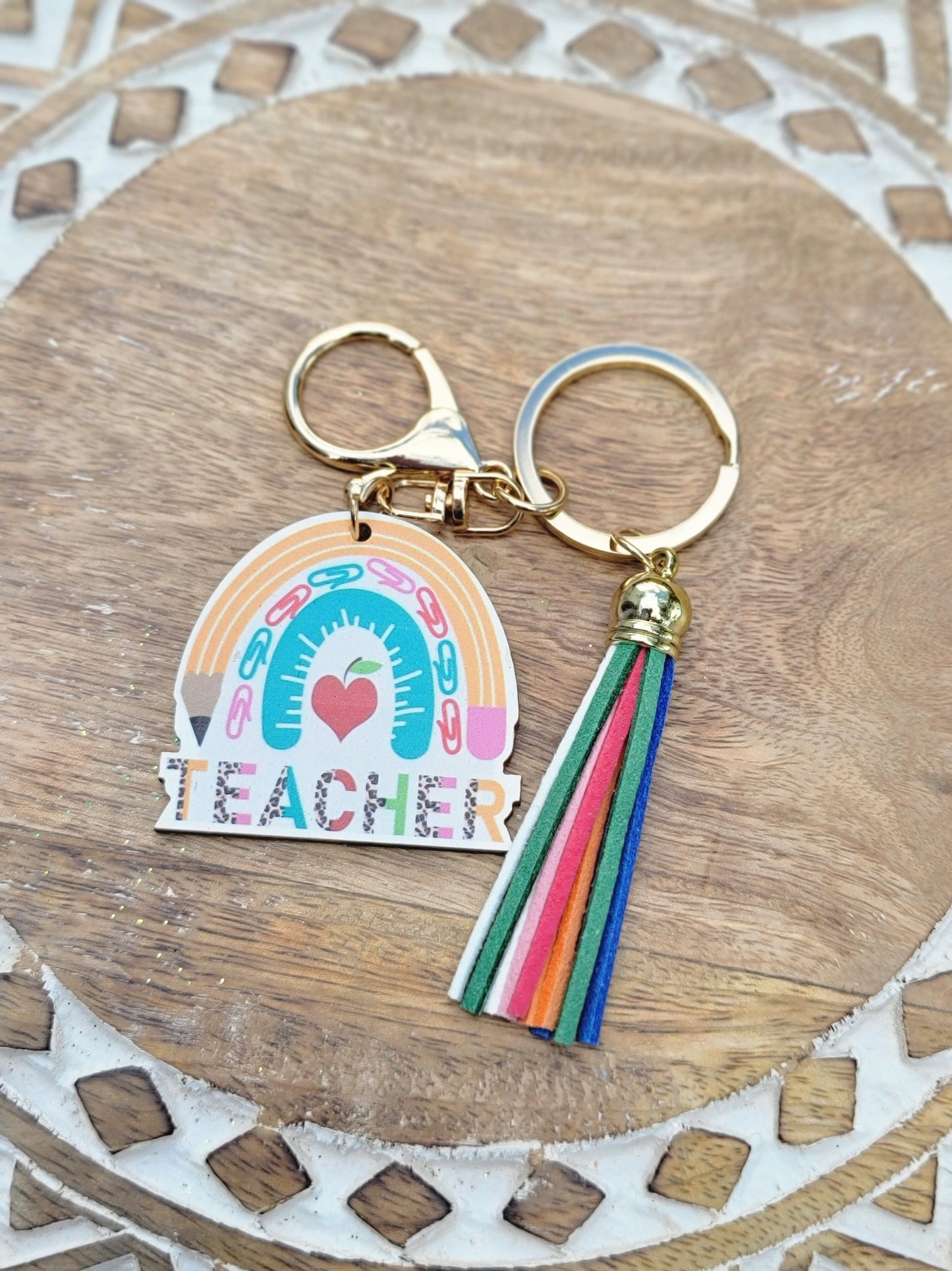 Teacher Rainbow Keychain