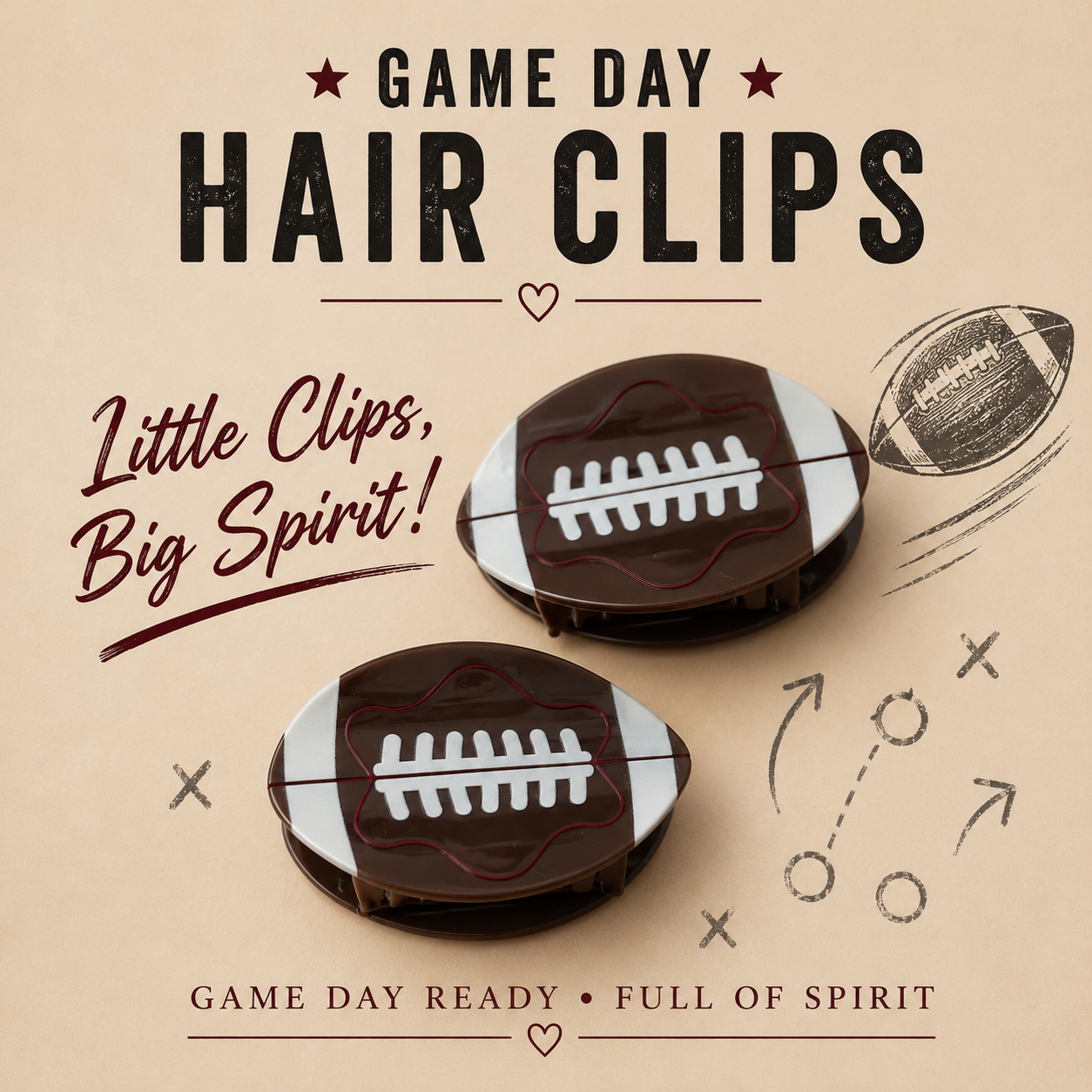 Football hair-clips
