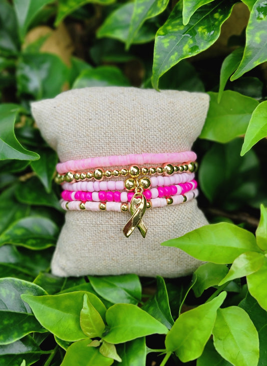 Breast cancer awareness ribbon stack