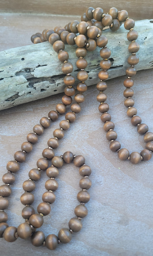 Chocolate Wood Beaded Necklace